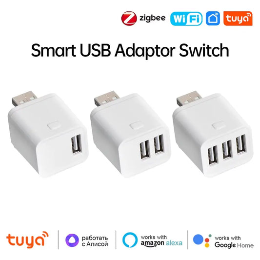 Tuya Smart Wifi/Zigbee Micro USB Adaptor Switch 5V Mini 1 2 3 USB Power Adaptor Smart Life Control via Alexa Google Yandex Alice