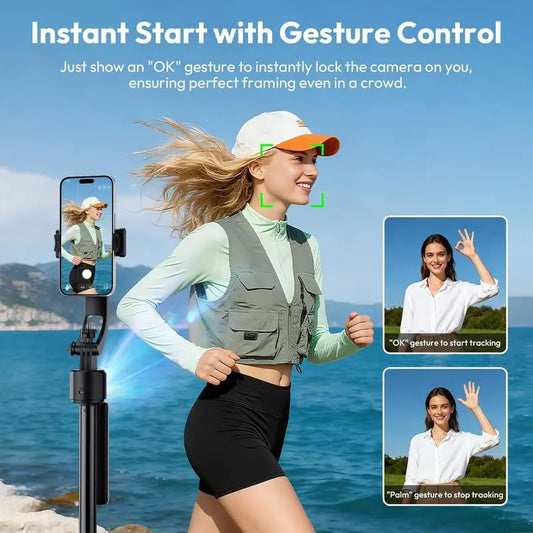 ULANZI TT23 64" Auto Face Tracking Tripod for Iphone/Android with Remote 360° Rotating Selfie Stick Follows Your Movement Facial Recognition Tripod for Iphone 17/16/15/14/13/Android/Camera/Gopro