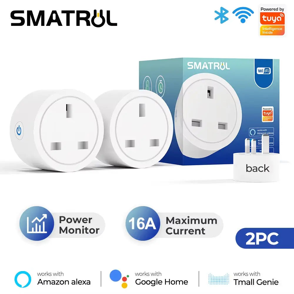 Tuya Wifi Smart Plug Socket UK 16A Adaptor Wireless Remote Control Power Energy Monitor Timer for Alexa Google Home