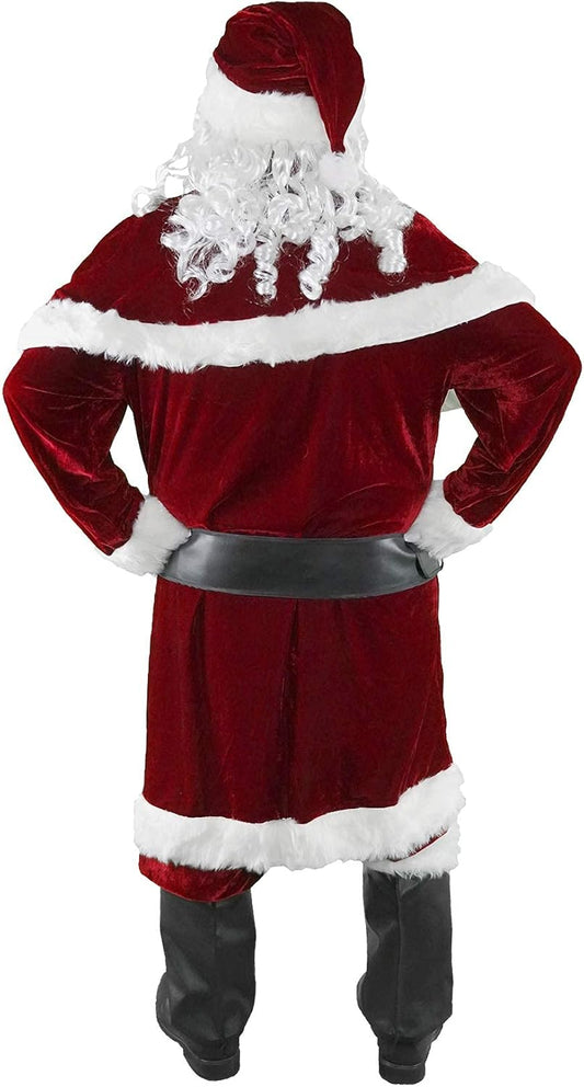 Men’S Santa Costume Set Christmas 12Pcs Deluxe Velvet Adult Santa Claus Suit