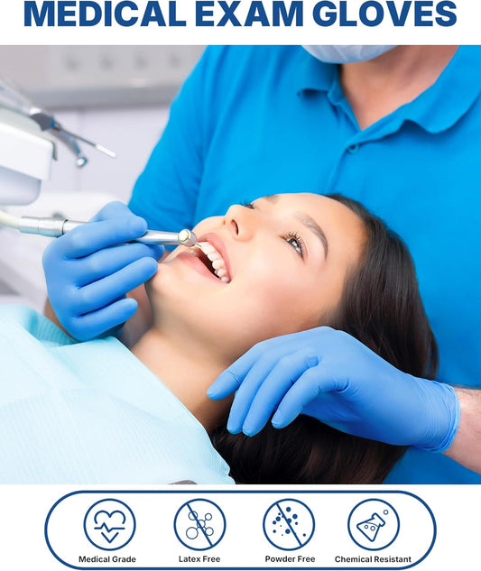 Vinyl Synthetic Exam Gloves, 4 Mil, Latex Free Disposable Gloves for Medical, Cooking, Cleaning, and Food Prep