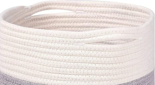 Woven Cotton Rope round 11X11X11'' Storage Cubes Baskets Bins Organizer, 3-Tone Gray, 3-Pack