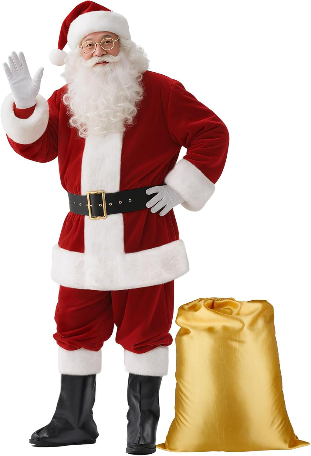 Men'S Santa Claus Costume 9PCS Santa Costume Deluxe Set - Adult Christmas Santa Suit Outfit