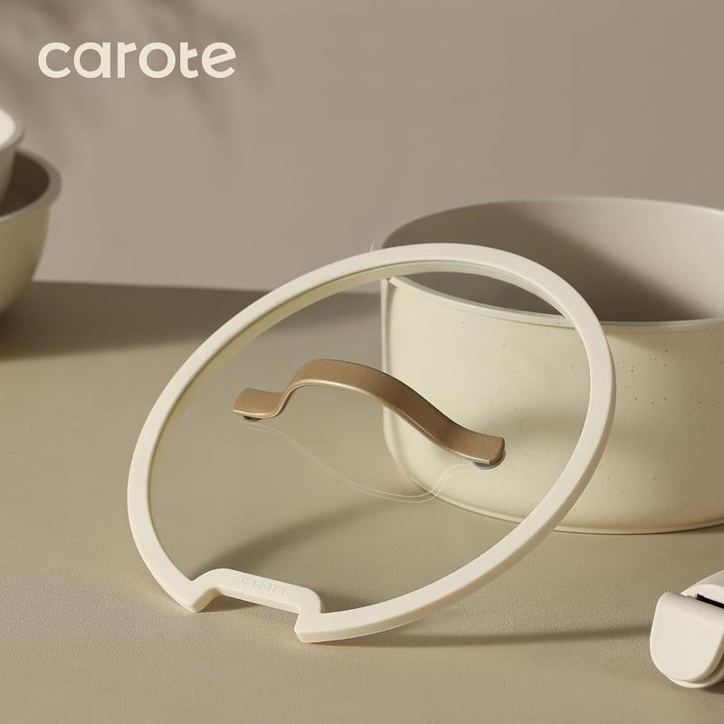 [Official] CAROTE 19/20Pcs Detachable Handle Pots and Pans Set, Nonstick Cookware Set, Kitchen Cookware Sets, RV Cookware Set, Oven Safe, Silicone Lid