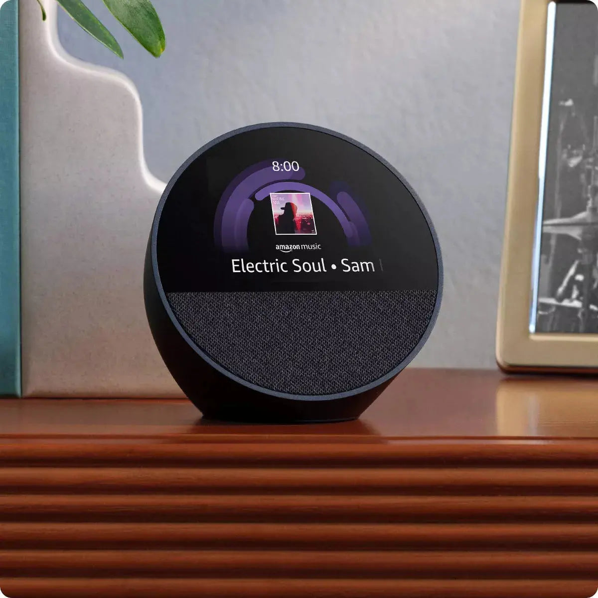 Amazon Echo Spot, Smart Alarm Clock with Vibrant Sound and Alexa (2024 Release)