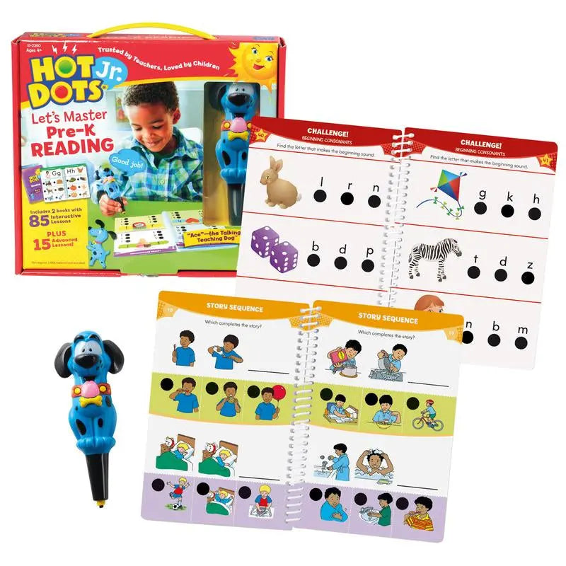 Educational Insights Hot Dots Jr. Pre-K Reading Mastery Set: Interactive Learning Workbooks with Pen, 100 Lessons for Ages 4+