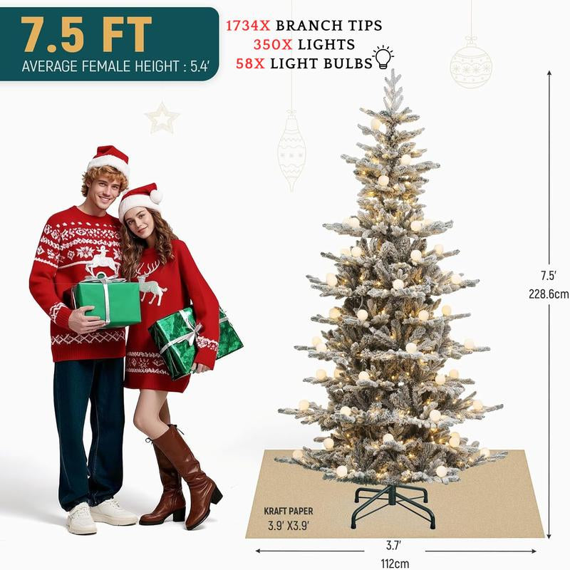 YITAHOME 6.5/7.5/9 FT Artificial Christmas Tree(With Lights), Pre-Decorated Special Style Christmas Tree, for Party, Home Decor