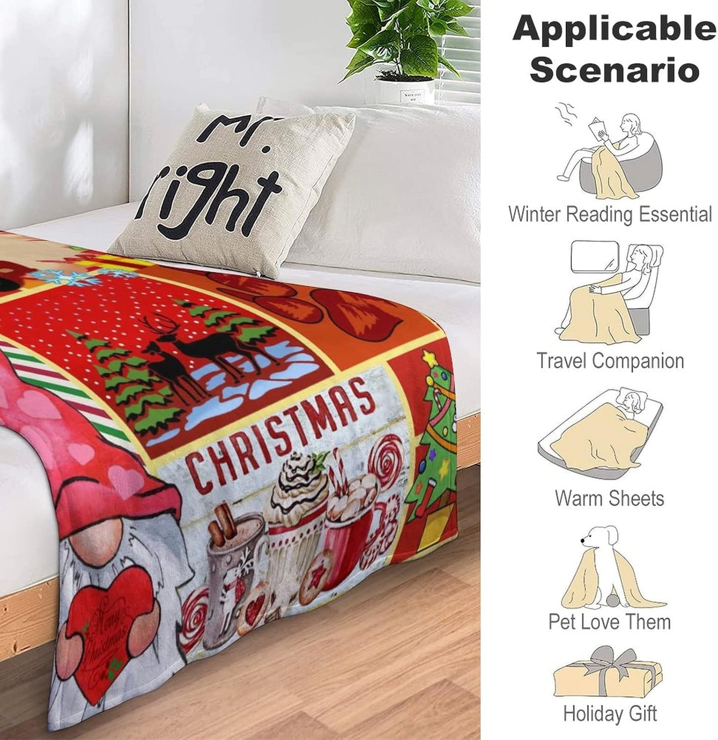 Christmas Throw Blankets Deer Blanket Bed Blanket Flannel Blankets and Throws for Couch Bed Soft Warmer Throw Blankets for All Season Fleece Baby Blanket 60X50 Inches, Black