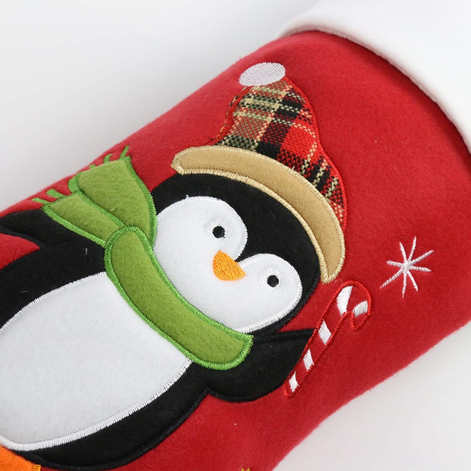 Christmas Stockings Set of 4 Soft Patterned Santa Claus Animals Socks for Assorted Xmas Tree Hanging Decorations Party Ornaments Gifts Kids