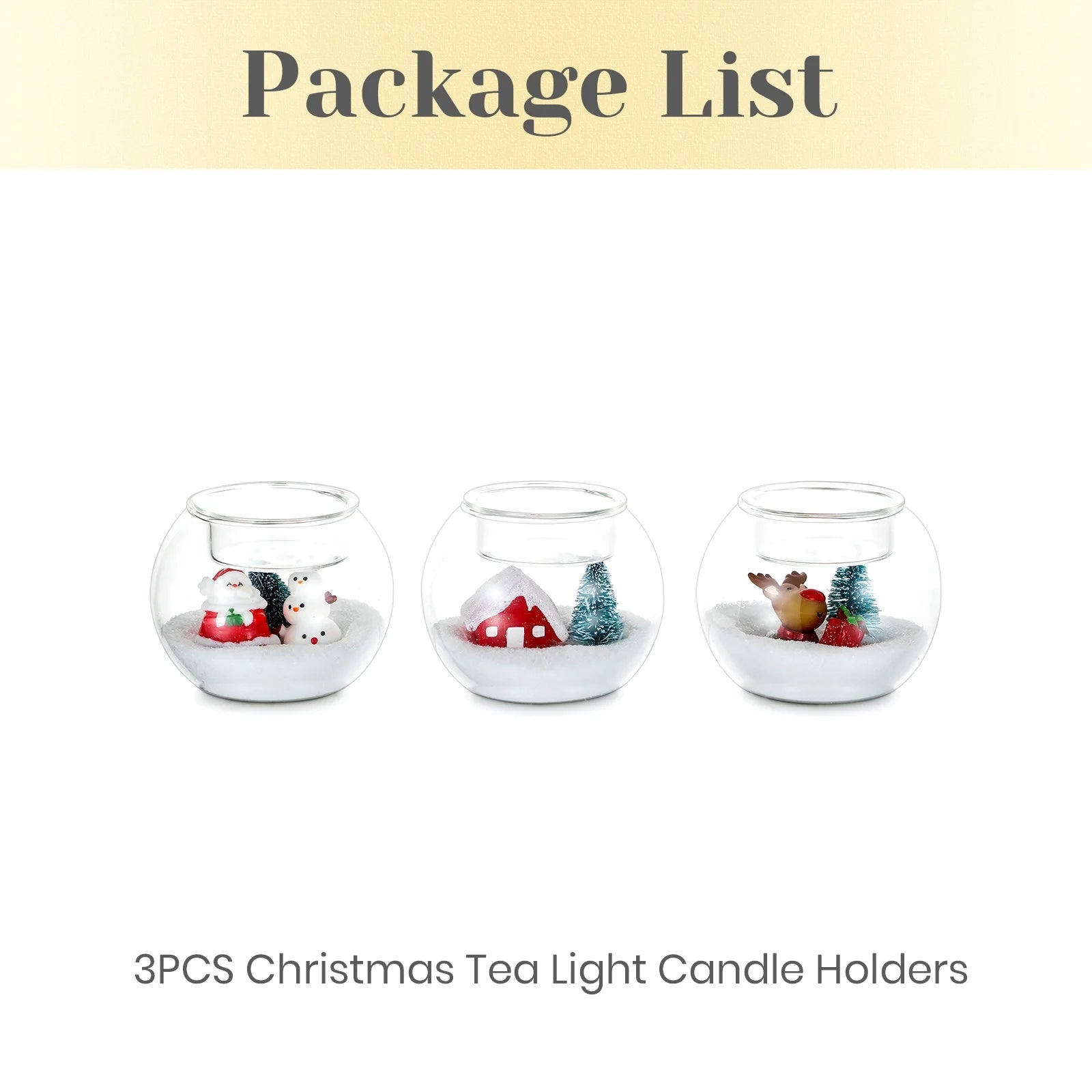 Set of 3 Santa Claus Tealight Candle Holders: Christmas Decor with Red Hat White Beard Festive Tabletop Decorations Holiday Gift