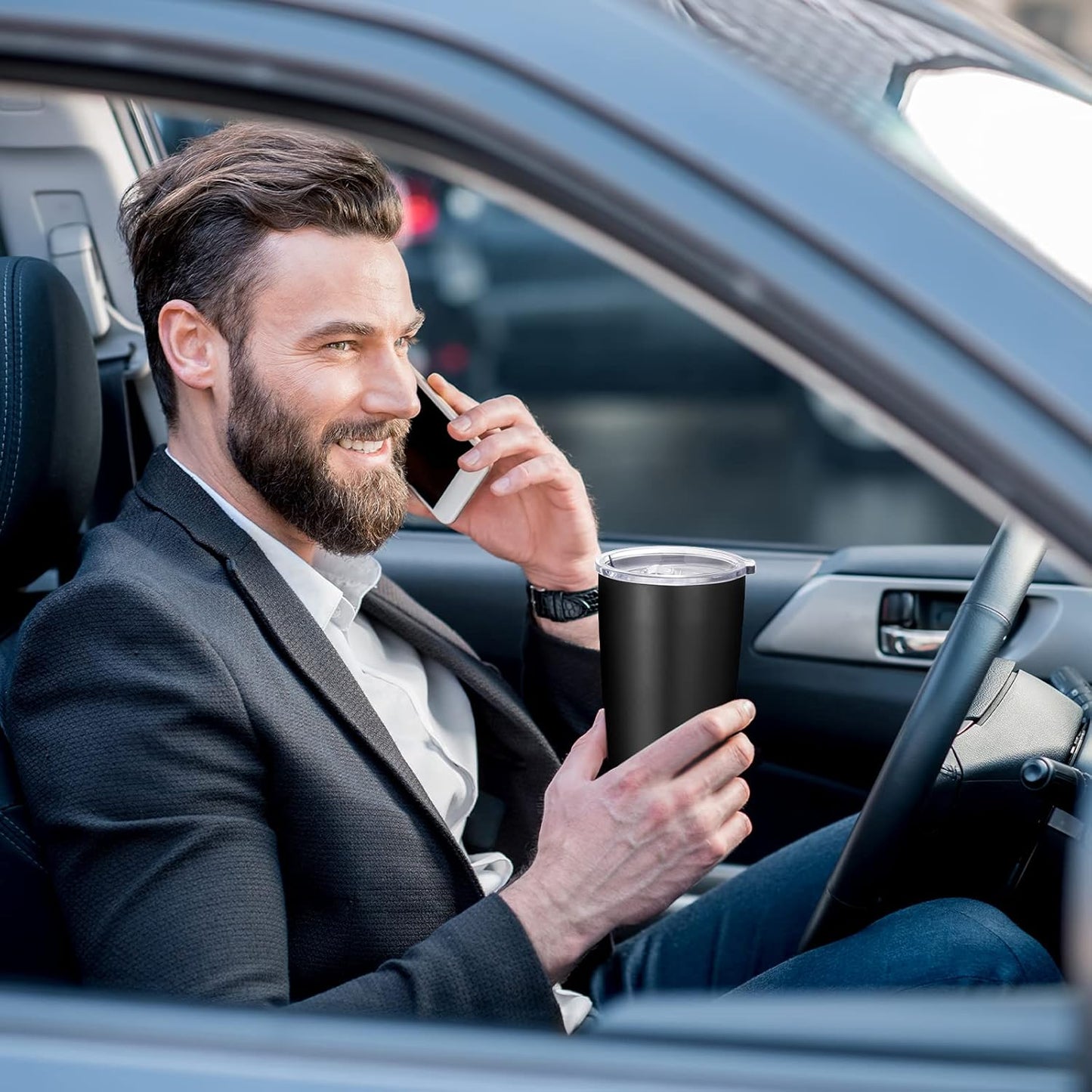 20Oz Tumbler Bulk with Lid and Straw 6 Pack, Stainless Steel Vacuum Insulated Tumbler, Double Wall Coffee Cup Travel Mug, Black