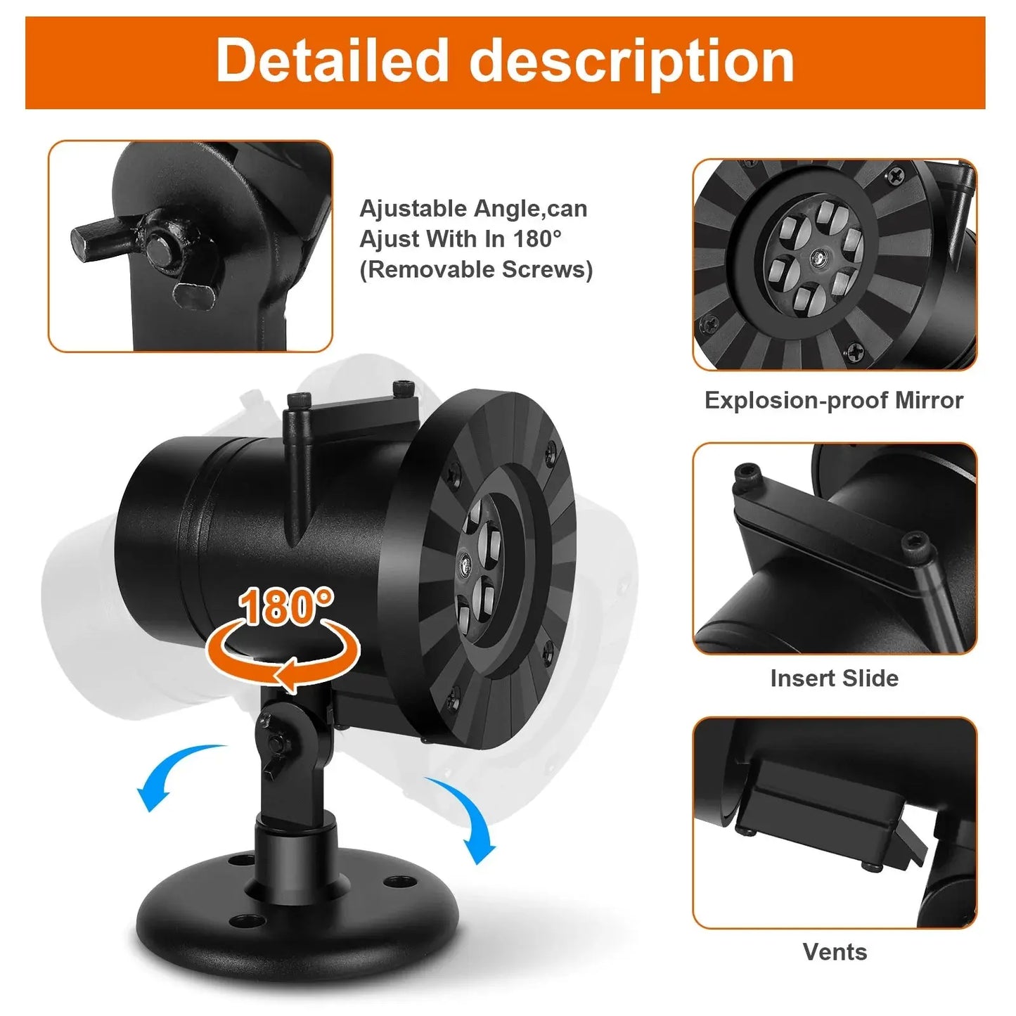 Upgraded Christmas Snowflake Projector Lights, Outdoor Waterproof Led Rotating Snowfall Show Lights for Xmas Holiday Party Garden Patio Home Decoration