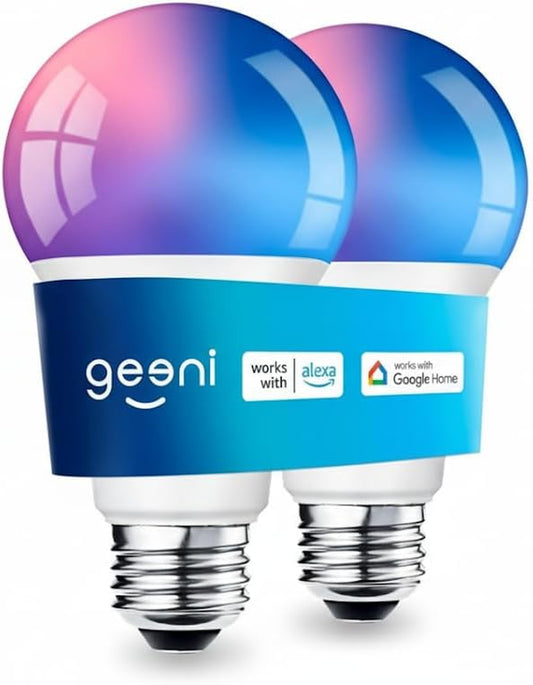 Prisma plus 800 Dimmable Smart Light Bulbs with 2.4 Ghz Wi-Fi Connectivity – Color-Changing & Tunable White, A19 LED Smart Bulb – Compatible with Alexa & Google, 2-Pack