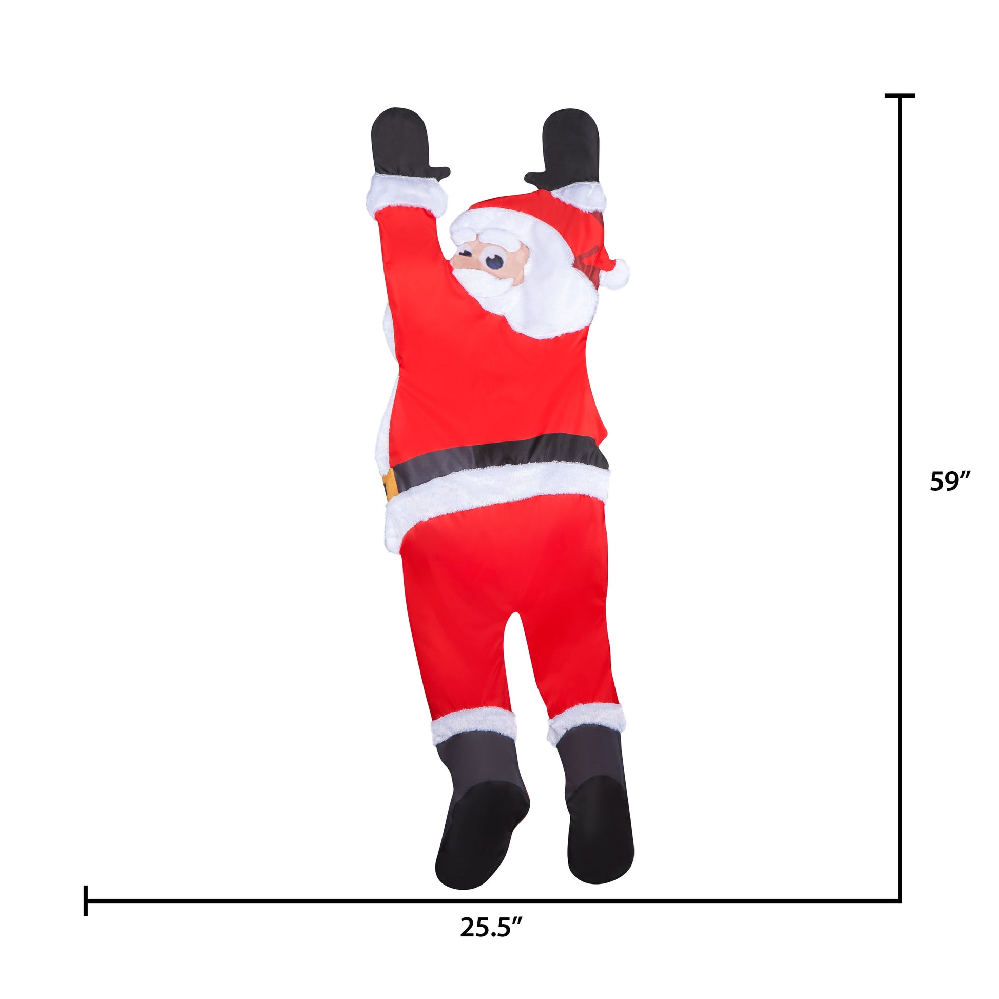 Hanging Luxe Santa Outdoor Christmas Decoration, Red and White, 5', by