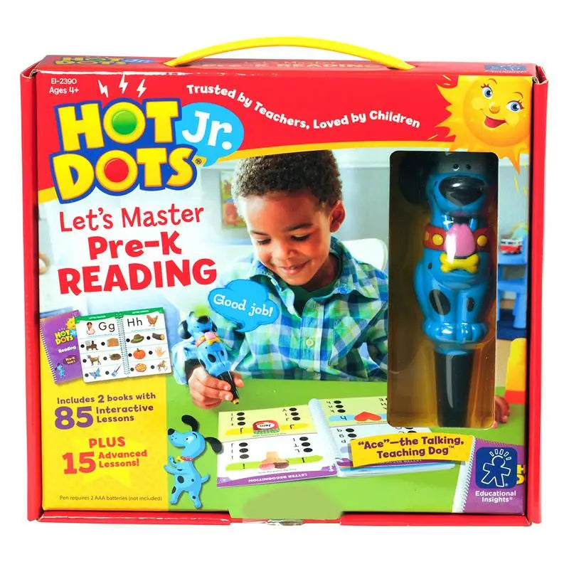 Educational Insights Hot Dots Jr. Pre-K Reading Mastery Set: Interactive Learning Workbooks with Pen, 100 Lessons for Ages 4+