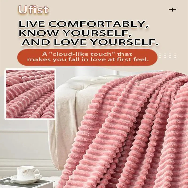 Striped Sleep Blanket Four-Color Fur Blanket Fluffy and Comfortable Lightweight and Soft Skin-Friendly and Smooth Perfect for Beds and Sofas 78 X 90 Inches Christmas & Halloween Gift