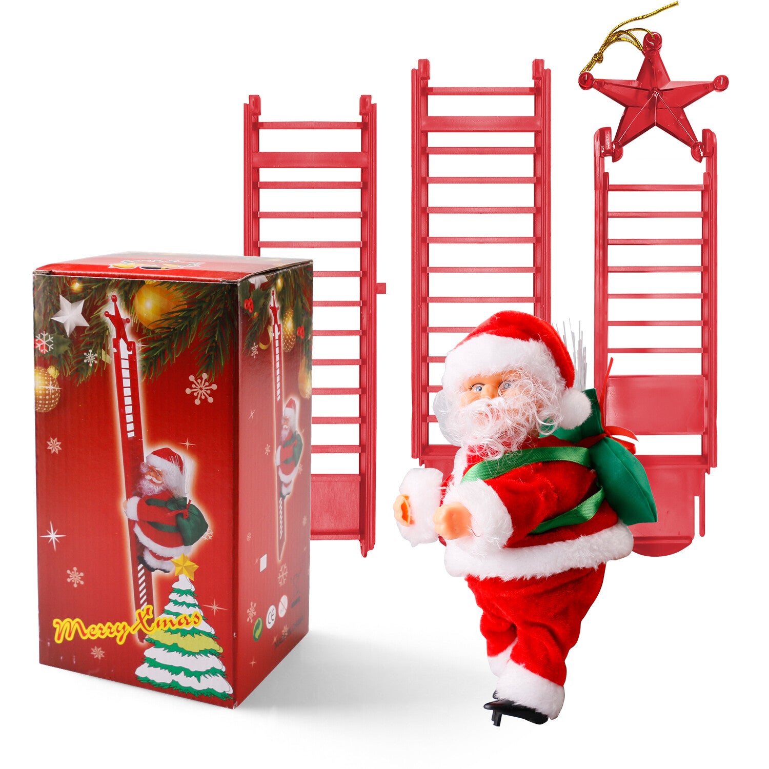 Electric Christmas Santa Claus Climbing Rope Ladder Musical Toy Xmas Gift Decor