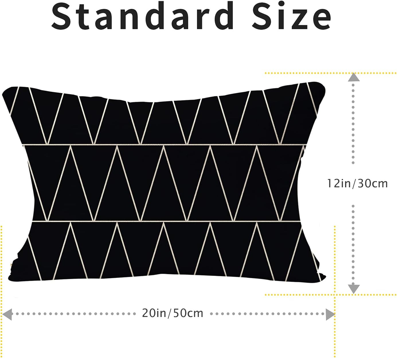 Set of 4 Decorative Geometric 12 X 20 Inches Throw Pillow Covers - Modern Pattern Linen Rectangle Pillow Cushion Case for Sofa Couch Bed Home Outdoor Car (12" X 20", Black)