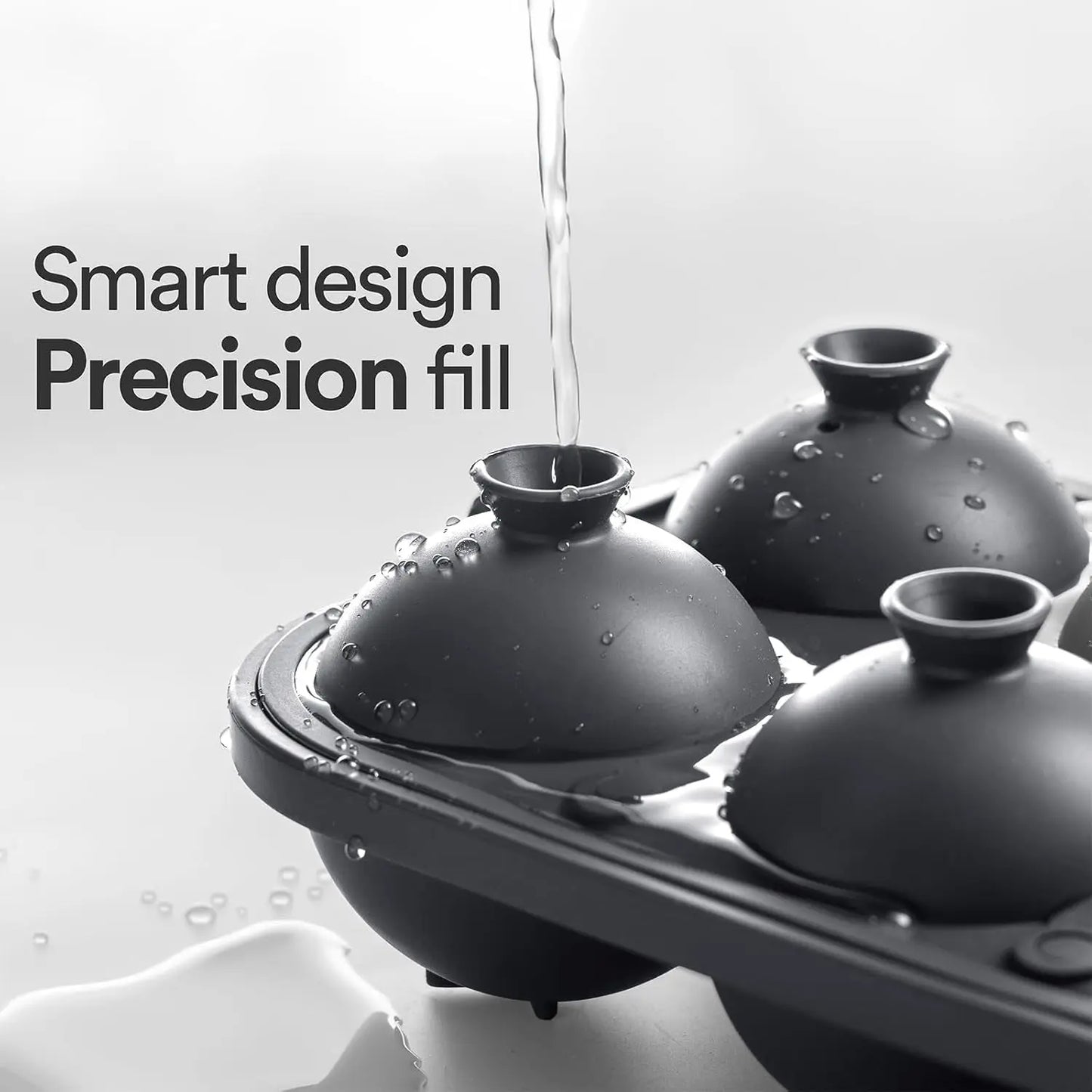 Ice Cube Molds – Large Silicone Ice & Sphere Mold Combo with Built-In Easy-Fill Funnel 2-Inch round & Square Whiskey Ice Molds for Cocktails & Bourbon