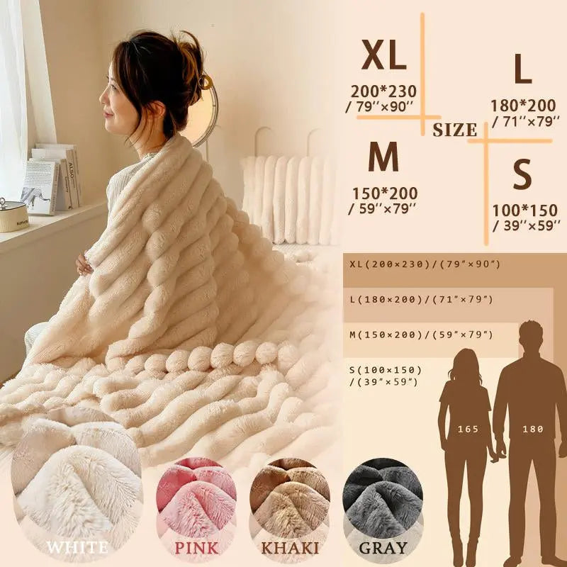 Striped Sleep Blanket Four-Color Fur Blanket Fluffy and Comfortable Lightweight and Soft Skin-Friendly and Smooth Perfect for Beds and Sofas 78 X 90 Inches Christmas & Halloween Gift