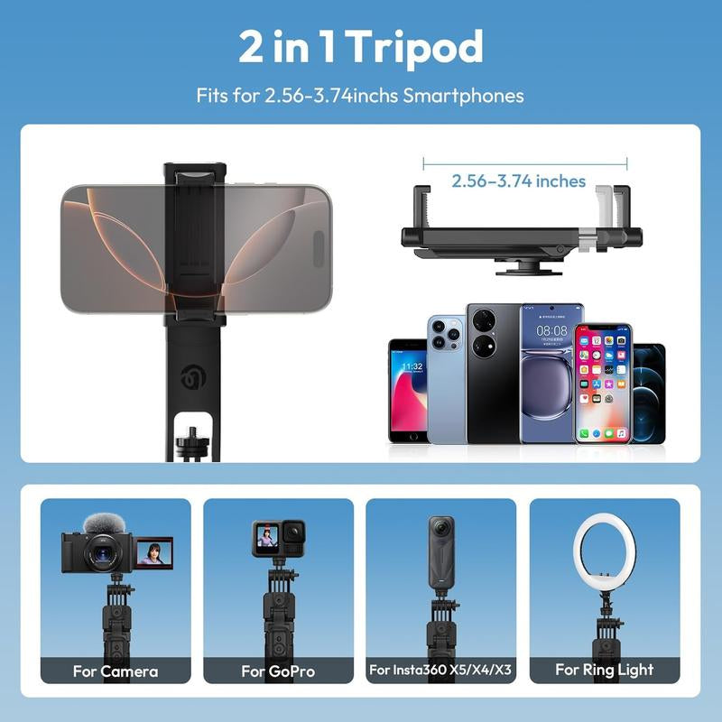 ULANZI TT23 64" Auto Face Tracking Tripod for Iphone/Android with Remote 360° Rotating Selfie Stick Follows Your Movement Facial Recognition Tripod for Iphone 17/16/15/14/13/Android/Camera/Gopro