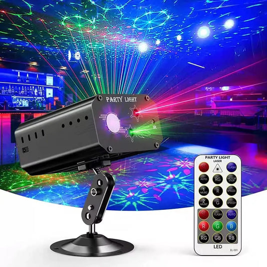 DJ Disco Stage Party Lights, LED Sound Activated Light RGB Flash Strobe Projector with Remote Control for Christmas Halloween Decorations Karaoke Pub KTV Bar Dance Gift Birthday Wedding