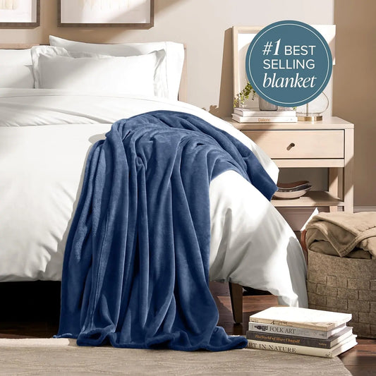 Fleece Blanket - King Size - Ultra-Soft Lightweight for Bed, Sofa, and Couch - Luxury Microplush - Cozy Warm Blanket (King, Dark Blue)
