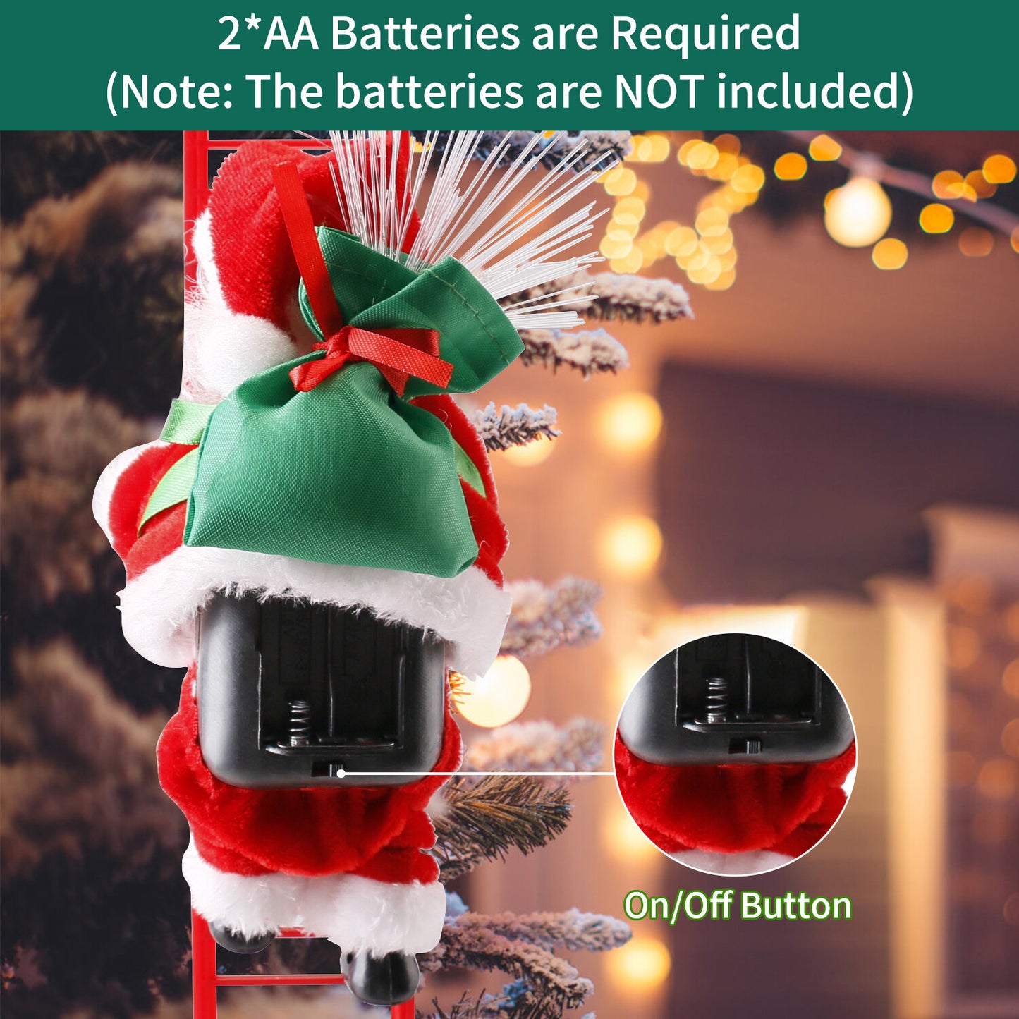 Electric Christmas Santa Claus Climbing Rope Ladder Musical Toy Xmas Gift Decor