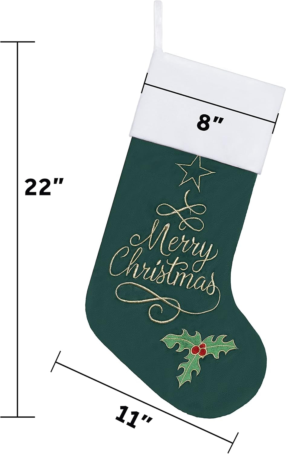 Christmas Stockings 6 Pack for Family 22" Large Embroidered Classic Luxury Velvet Red Green Purple Blue Grey Brown Decorations for Fireplace Xmas Season (Set of 6)