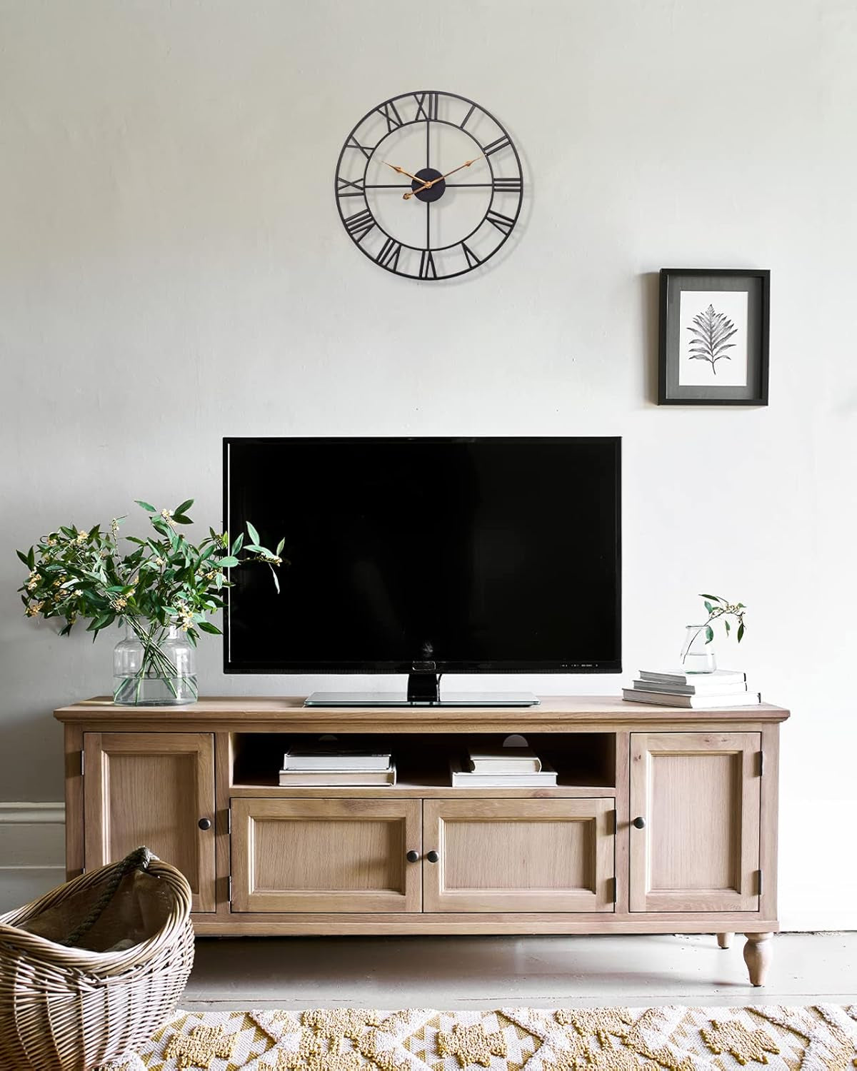 14 Inch Vintage Black Roman Wall Clock, Battery Operated, Silent, Ideal for Living Room, Kitchen, Patio - Black