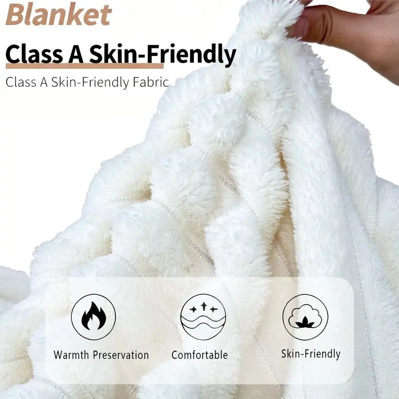 Striped Sleep Blanket Four-Color Fur Blanket Fluffy and Comfortable Lightweight and Soft Skin-Friendly and Smooth Perfect for Beds and Sofas 78 X 90 Inches Christmas & Halloween Gift