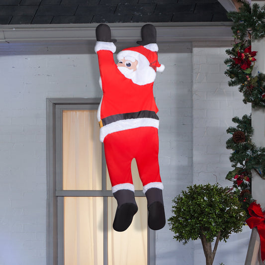 Hanging Luxe Santa Outdoor Christmas Decoration, Red and White, 5', by
