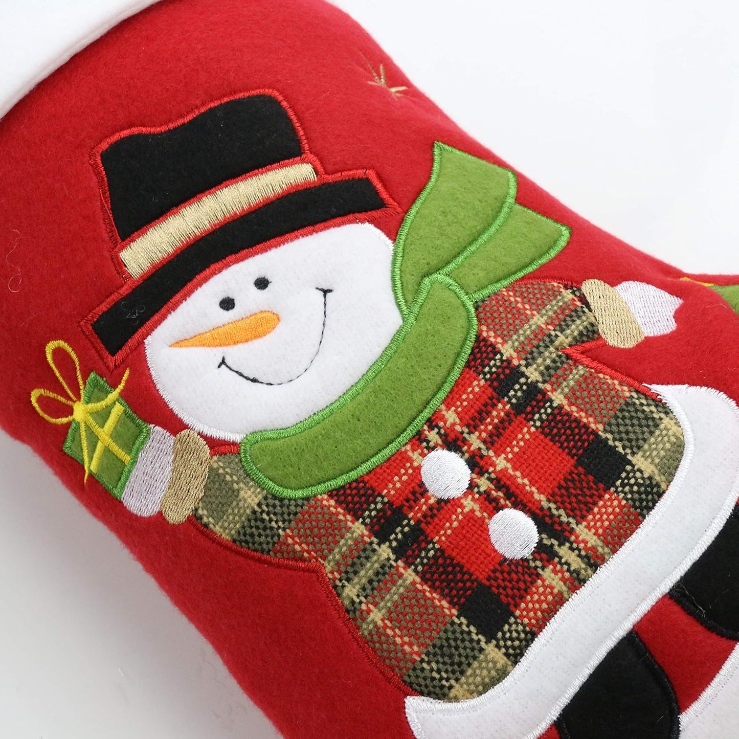 Christmas Stockings Set of 4 Soft Patterned Santa Claus Animals Socks for Assorted Xmas Tree Hanging Decorations Party Ornaments Gifts Kids