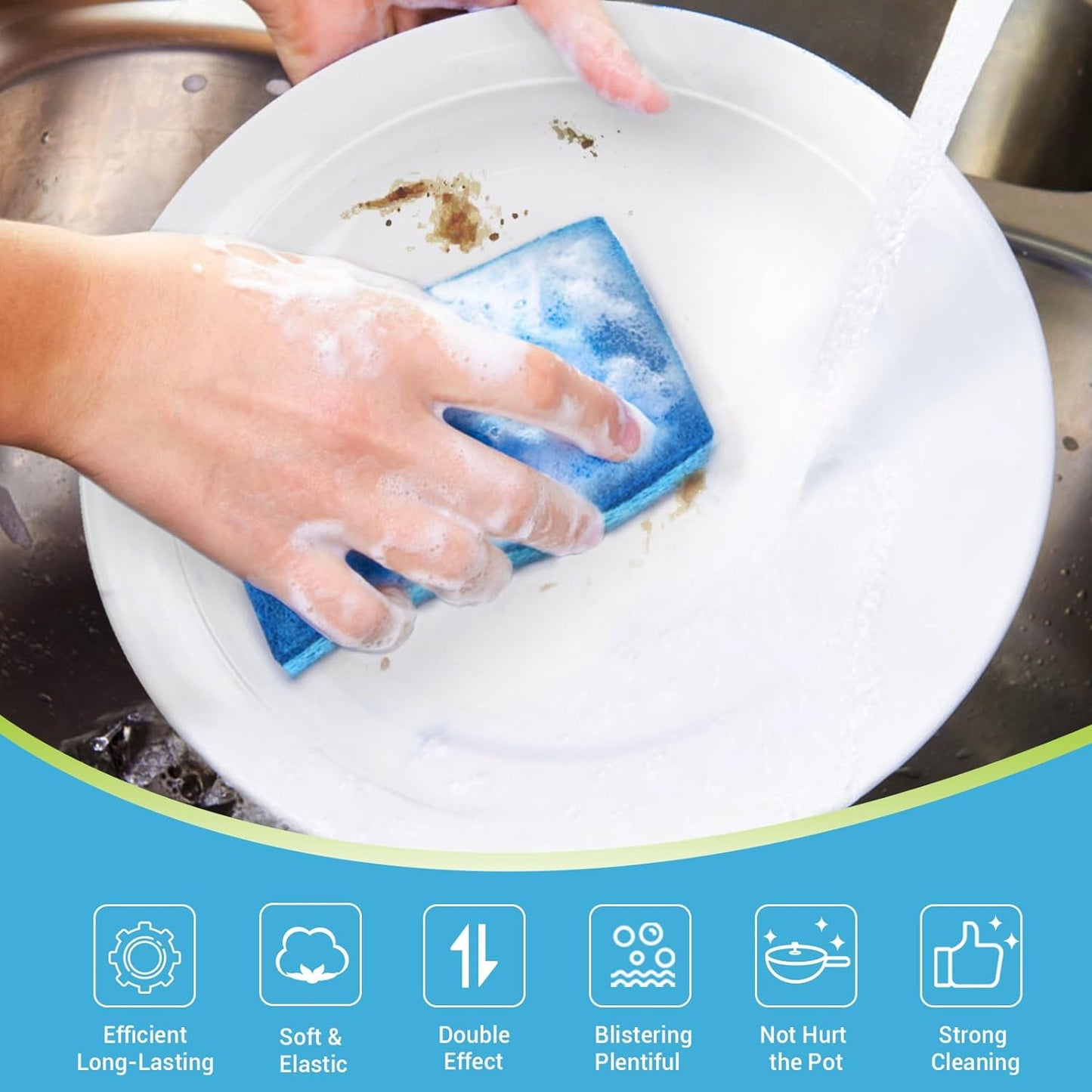 Non Scratch Scrub Sponge, 24Count, Sponges for Dishes, Sponges Kitchen, Cleaning Sponge, Cleans Fast without Scratching, Stands up to Stuck-On Grime, Cleaning Power for Everyday Jobs