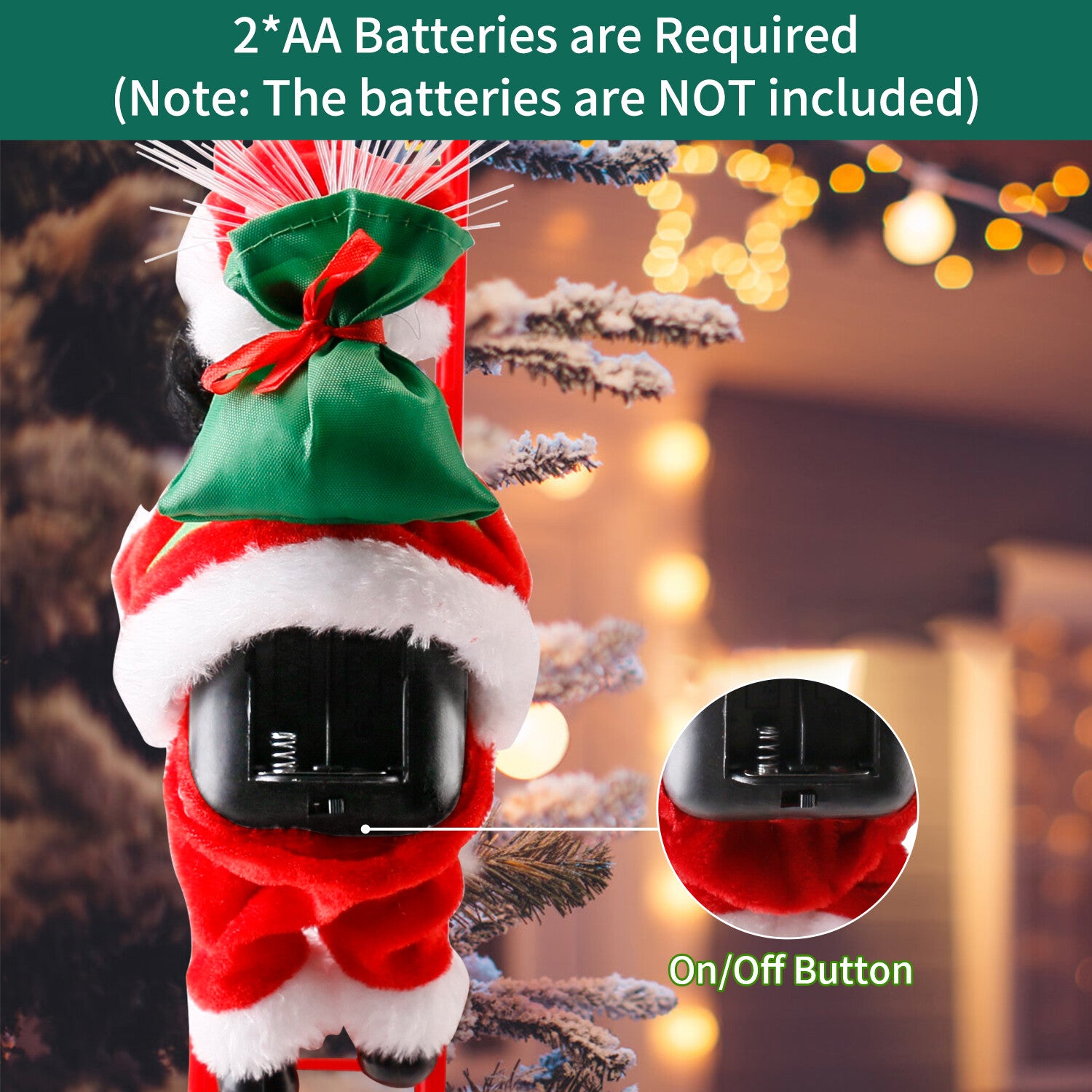 Electric Christmas Santa Claus Climbing Rope Ladder Musical Toy Xmas Gift Decor