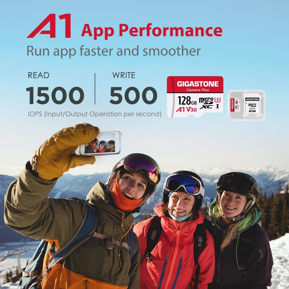 128GB Micro SD Card 2-Pack, Camera Plus, Compatible with Gopro, Security Camera, Dash Cam, Speed up to 100Mb/S, 4K Video Recording, Micro SDXC UHS-I A1 V30 U3 Class 10