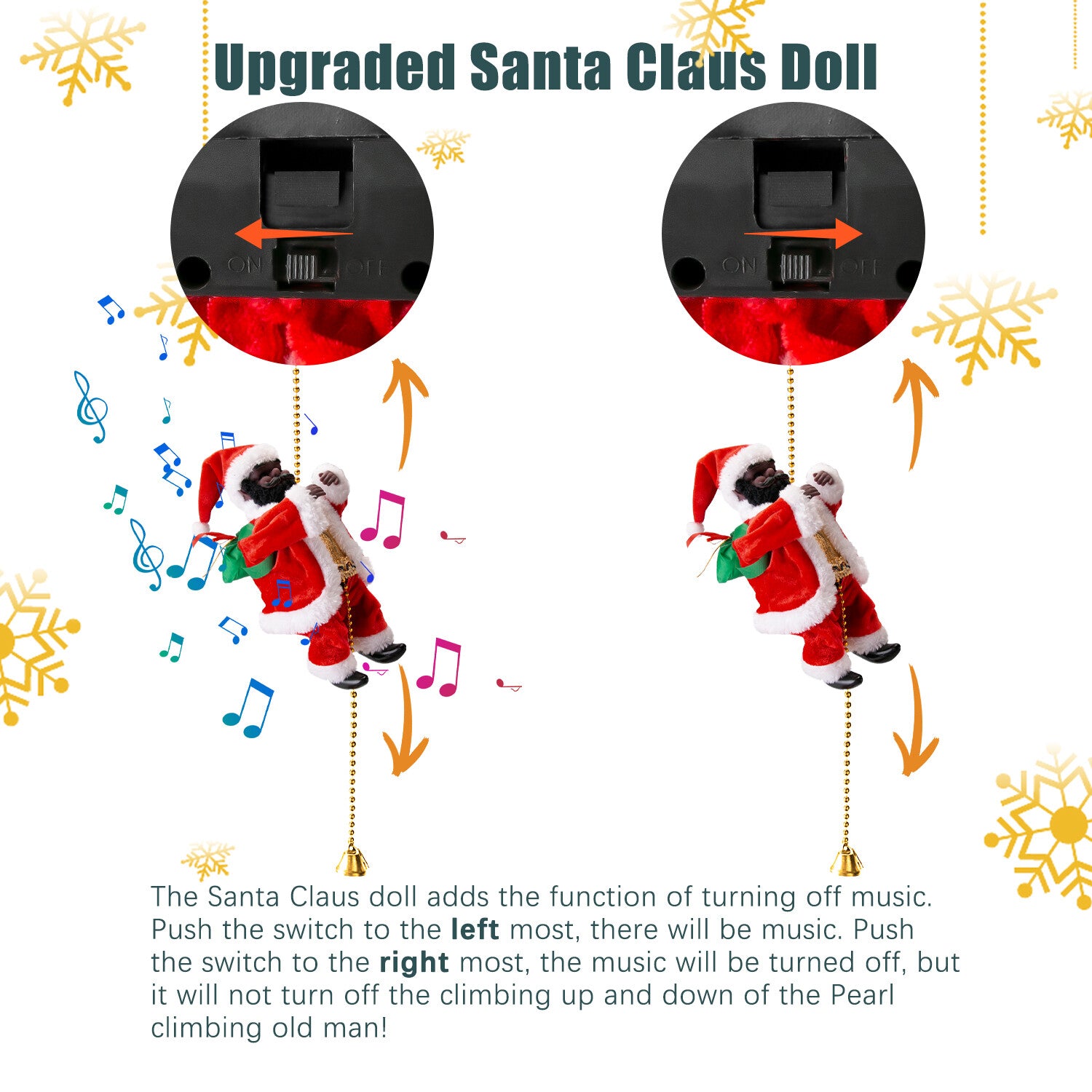 Electric Christmas Santa Claus Climbing Rope Ladder Musical Toy Xmas Gift Decor