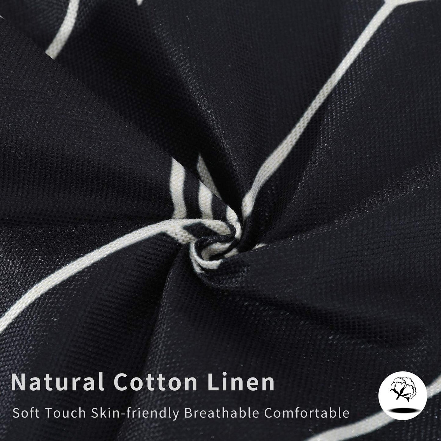 Set of 4 Decorative Geometric 12 X 20 Inches Throw Pillow Covers - Modern Pattern Linen Rectangle Pillow Cushion Case for Sofa Couch Bed Home Outdoor Car (12" X 20", Black)