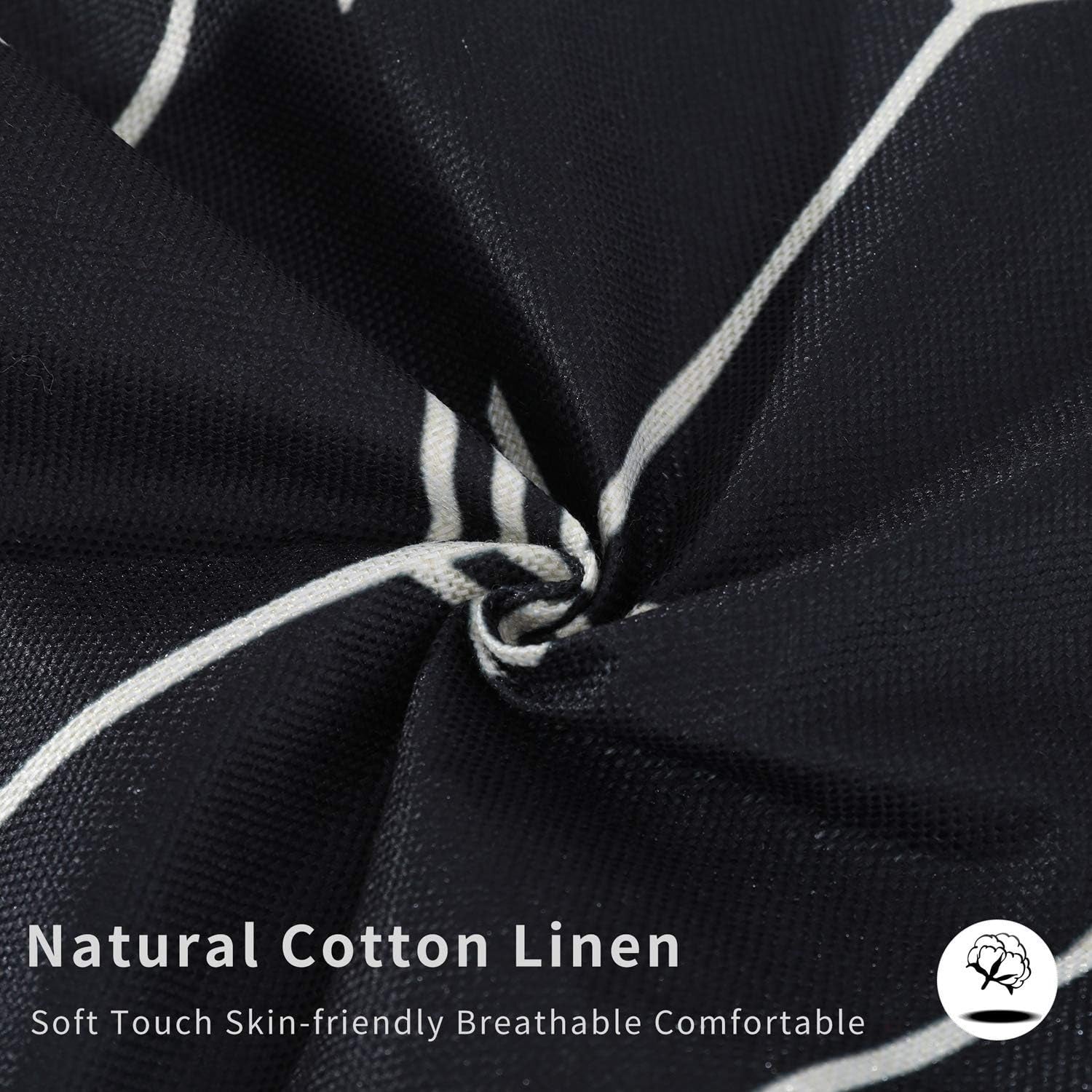 Set of 4 Decorative Geometric 12 X 20 Inches Throw Pillow Covers - Modern Pattern Linen Rectangle Pillow Cushion Case for Sofa Couch Bed Home Outdoor Car (12" X 20", Black)