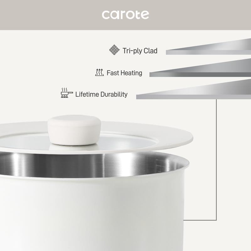 [Official] CAROTE 10/14Pcs Pots and Pans Set, Stainless Steel Kitchen Cookware Set Detachable Handle, Induction Cookware Sets, Dishwasher/Oven Safe, Black