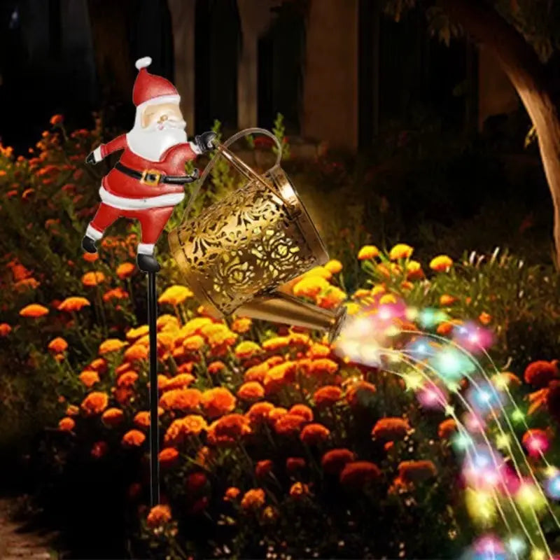 New Santa Claus Lantern Solar Luminous Water Bottle Hollow Outdoor Courtyard Decoration Metal Craft