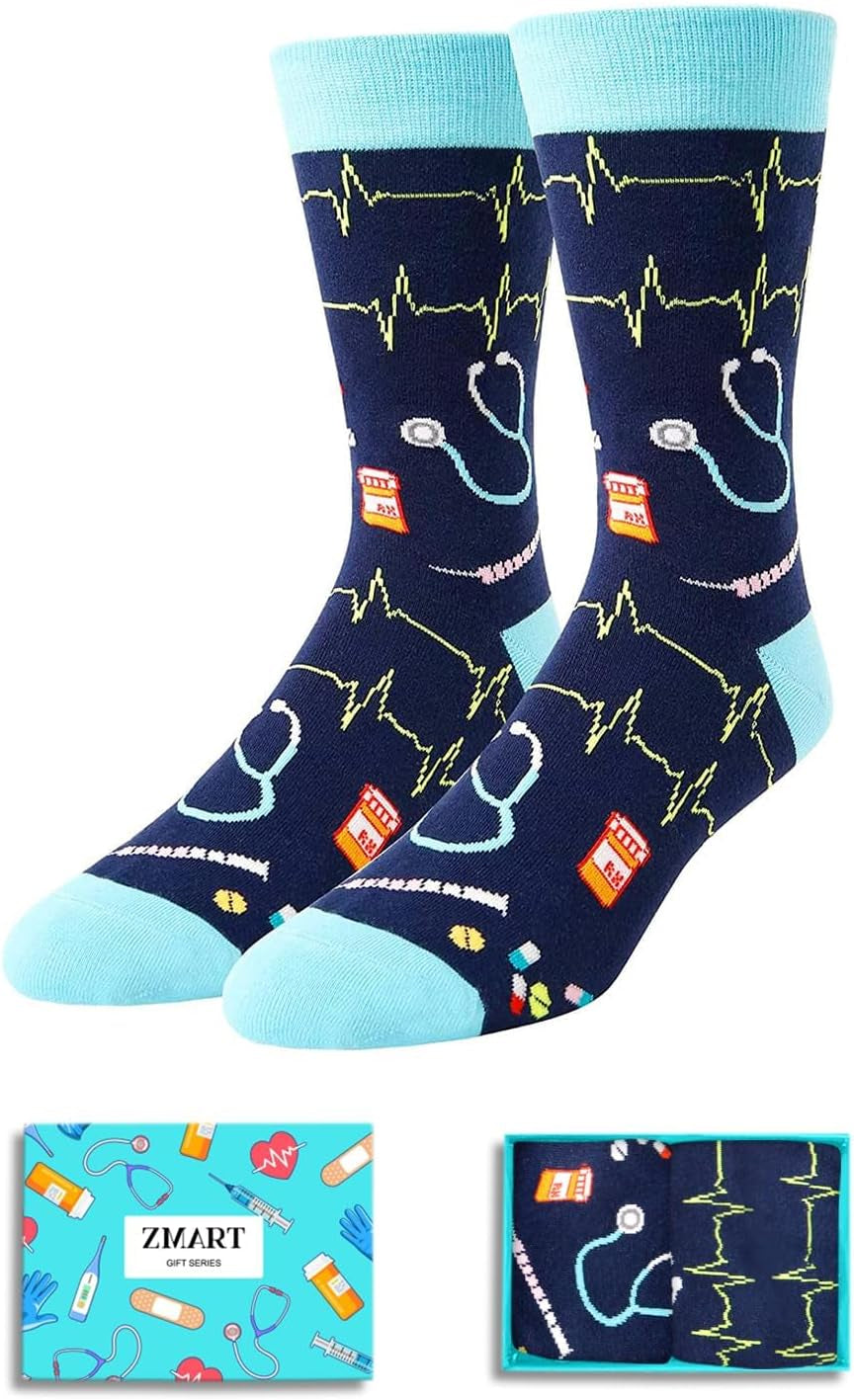 Funny Socks Gifts for Men - Dental Doctor Fireman Optometry Lawyer Veterinarian Socks