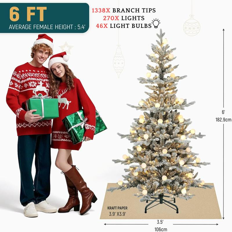 YITAHOME 6.5/7.5/9 FT Artificial Christmas Tree(With Lights), Pre-Decorated Special Style Christmas Tree, for Party, Home Decor
