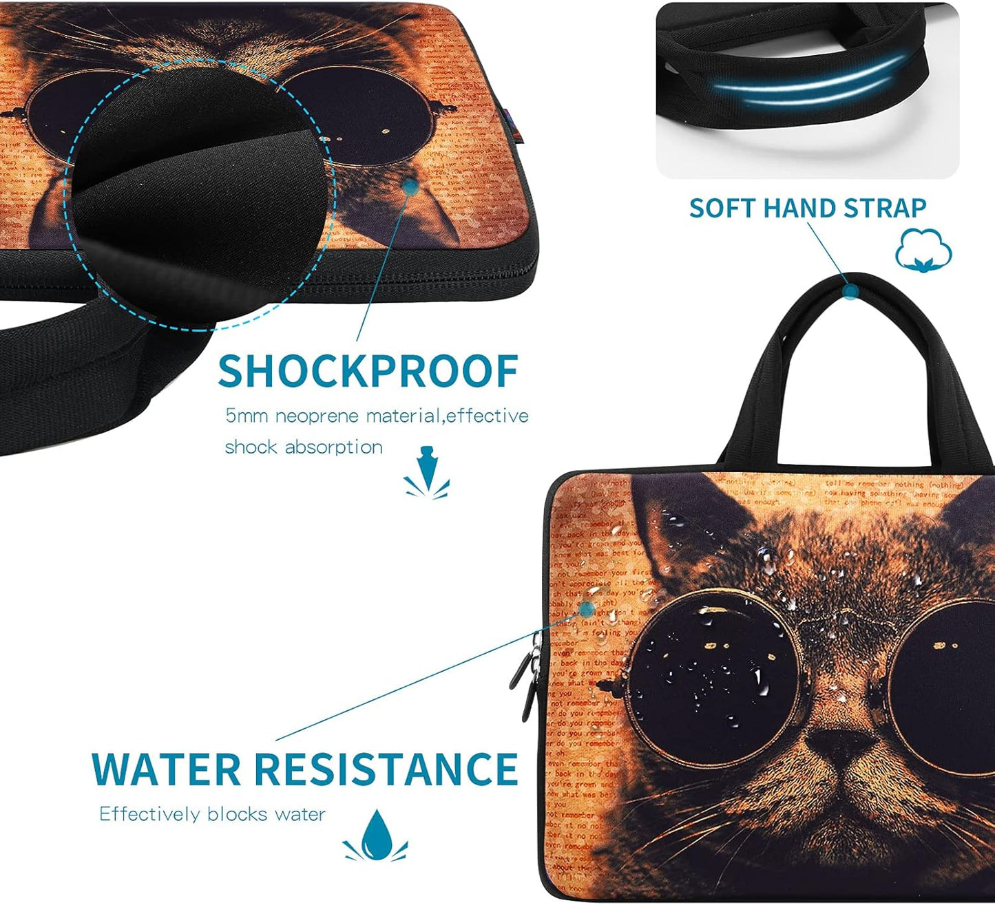 11 11.6 12 12.1 12.5 Inch Laptop Carrying Bag Chromebook Case Notebook Ultrabook Bag Tablet Travel Cover Neoprene Sleeve for Apple Macbook Air Samsung Google Acer HP DELL Lenovo Asus Cat