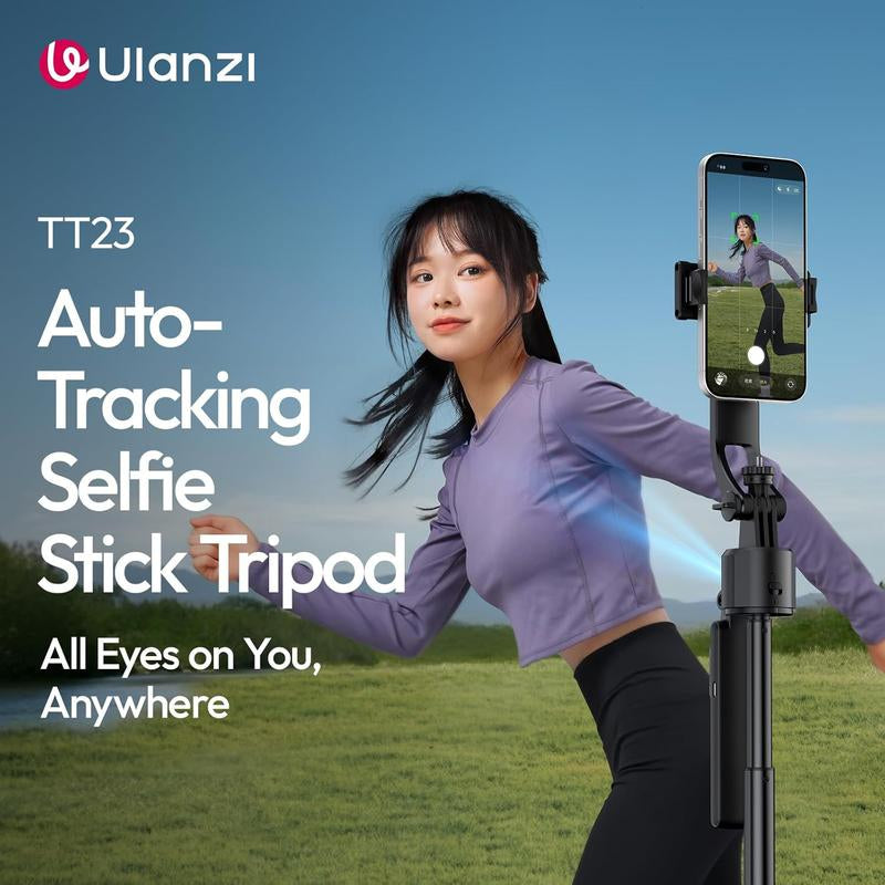 ULANZI TT23 64" Auto Face Tracking Tripod for Iphone/Android with Remote 360° Rotating Selfie Stick Follows Your Movement Facial Recognition Tripod for Iphone 17/16/15/14/13/Android/Camera/Gopro