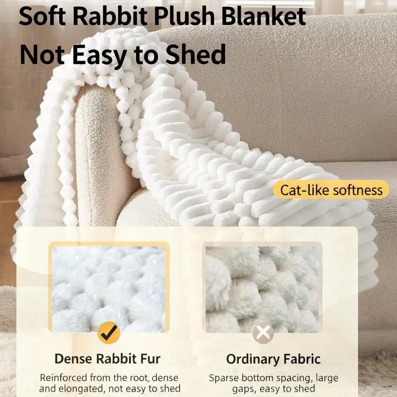 Striped Sleep Blanket Four-Color Fur Blanket Fluffy and Comfortable Lightweight and Soft Skin-Friendly and Smooth Perfect for Beds and Sofas 78 X 90 Inches Christmas & Halloween Gift