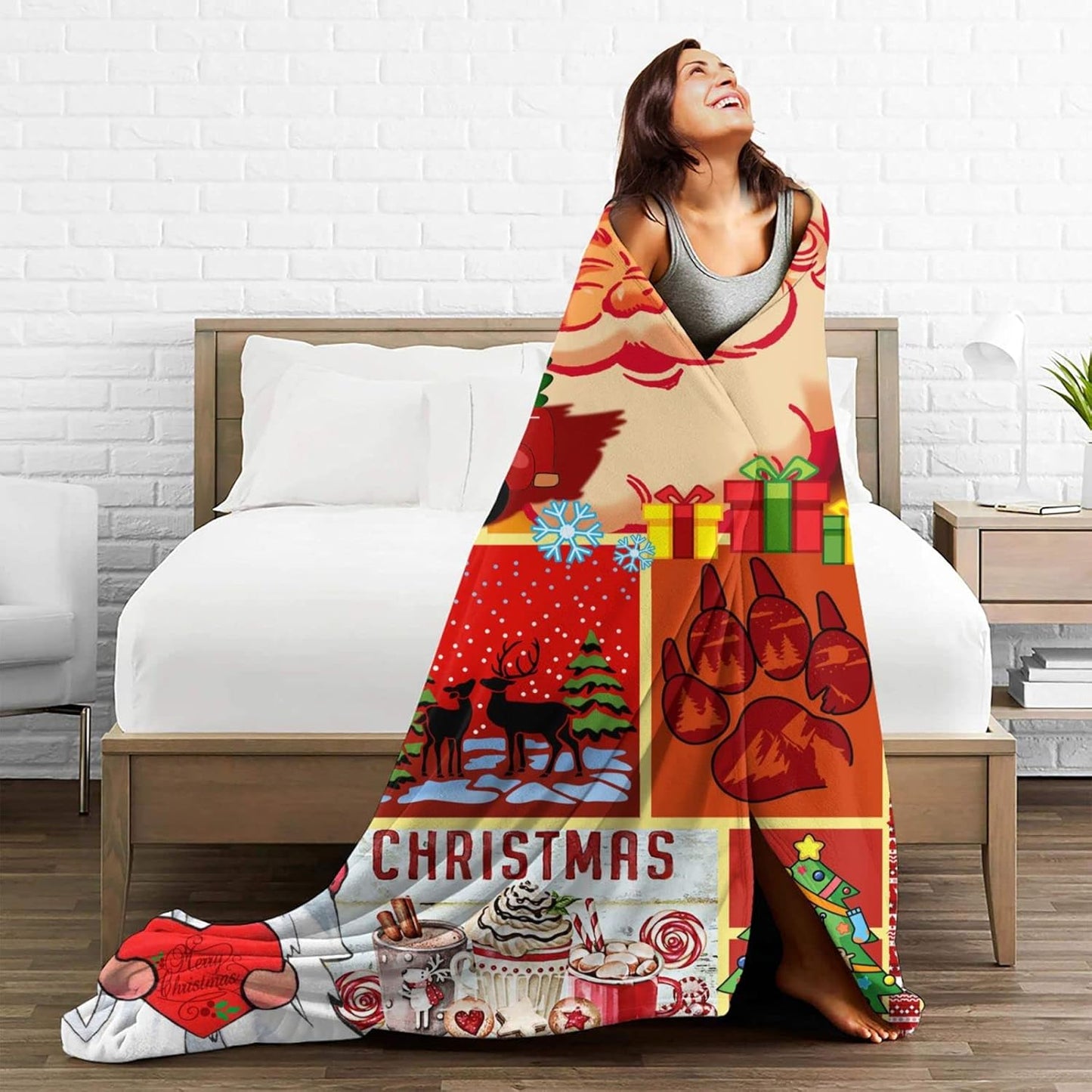 Christmas Throw Blankets Deer Blanket Bed Blanket Flannel Blankets and Throws for Couch Bed Soft Warmer Throw Blankets for All Season Fleece Baby Blanket 60X50 Inches, Black