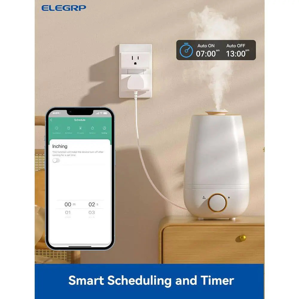 Mini Smart Plug Matter Supported 15A/1800W Max Compatible Apple Home/Siri/Alexa/Google Home/Smart Things White 2-Piece