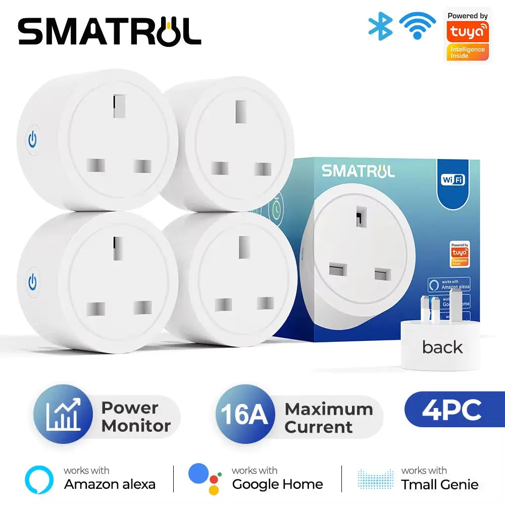 Tuya Wifi Smart Plug Socket UK 16A Adaptor Wireless Remote Control Power Energy Monitor Timer for Alexa Google Home
