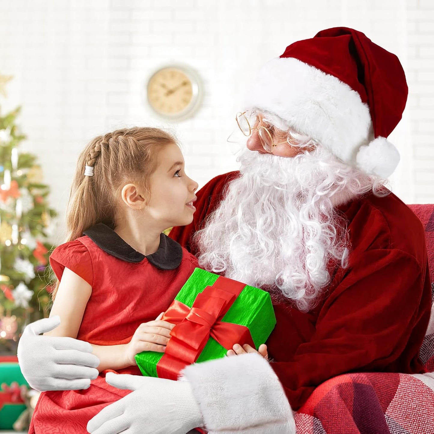 Men'S Santa Claus Costume 9PCS Santa Costume Deluxe Set - Adult Christmas Santa Suit Outfit